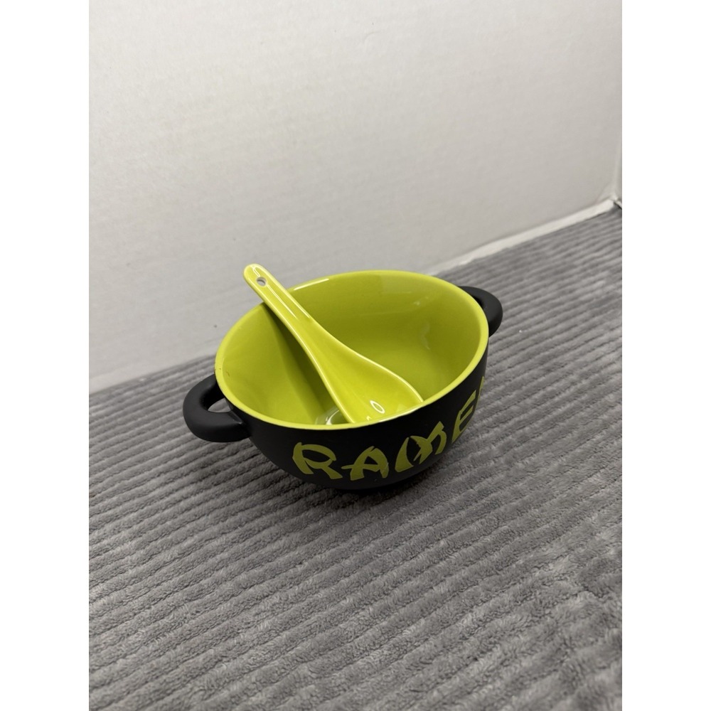 Ramen Noodles Bowl Ceramic 2 Handles World Market Japanese Ceramic Green